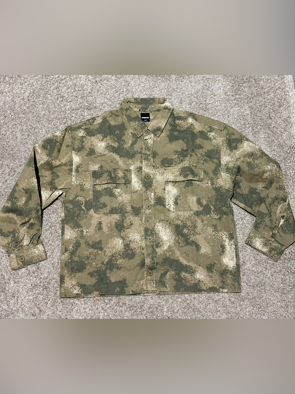 New RSQ Men’s Camo Rugged Button-Up Boxy workwear shirt size XXL